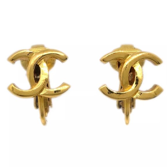 Chanel CC Earrings Clip-On Gold 233 174454 - Picture 1 of 4